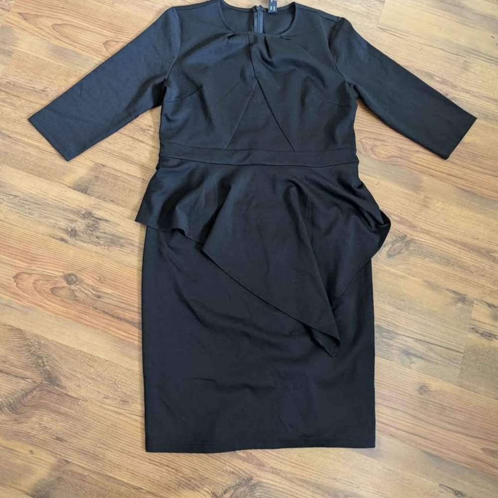 Elegant Plus Size Black Women's Peplum Dress